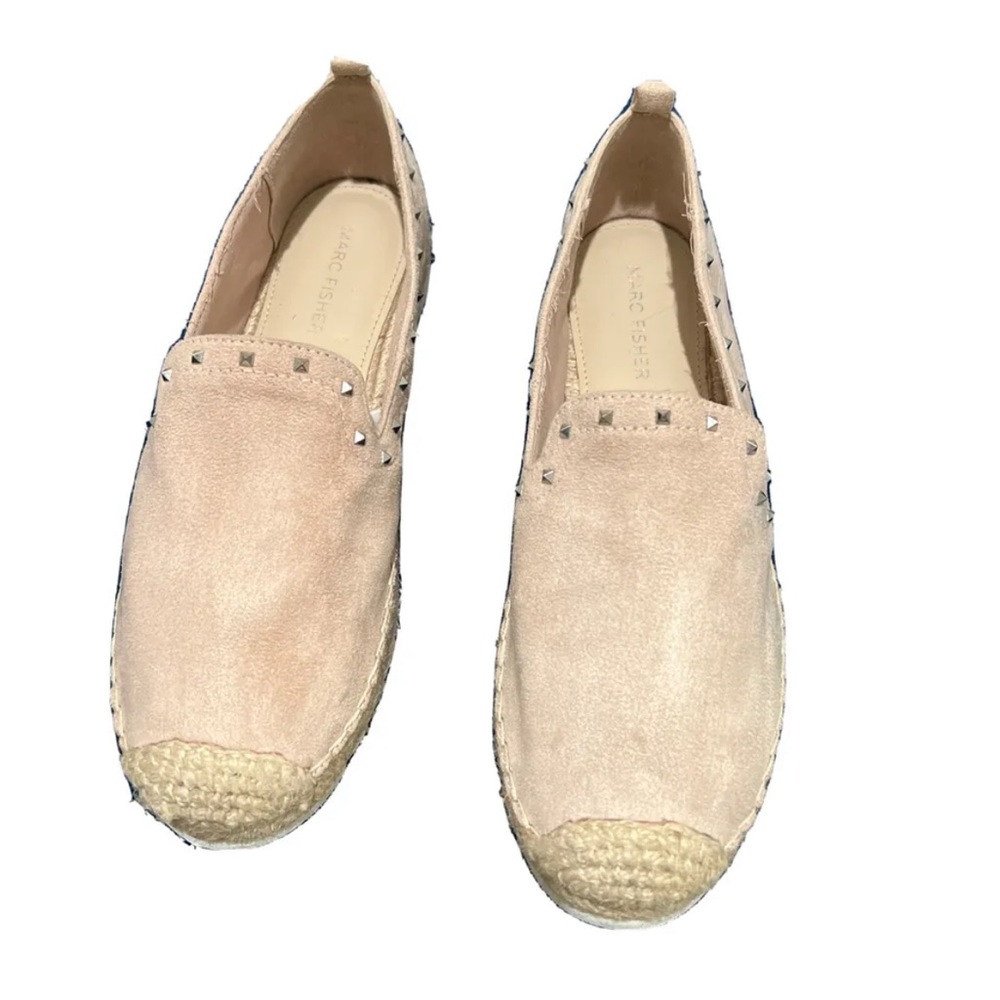 Women’s Marc Fisher Light Pink Faux Suede Studded Espadrilles Size 7 1/2